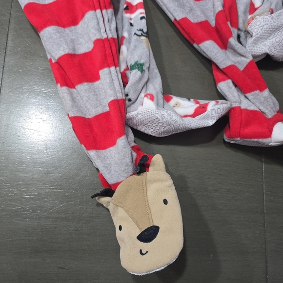 🎄Striped Santa Fleece Footed Pajama Set of 2 - Holiday pjs. Nwt - Picture 5 of 6